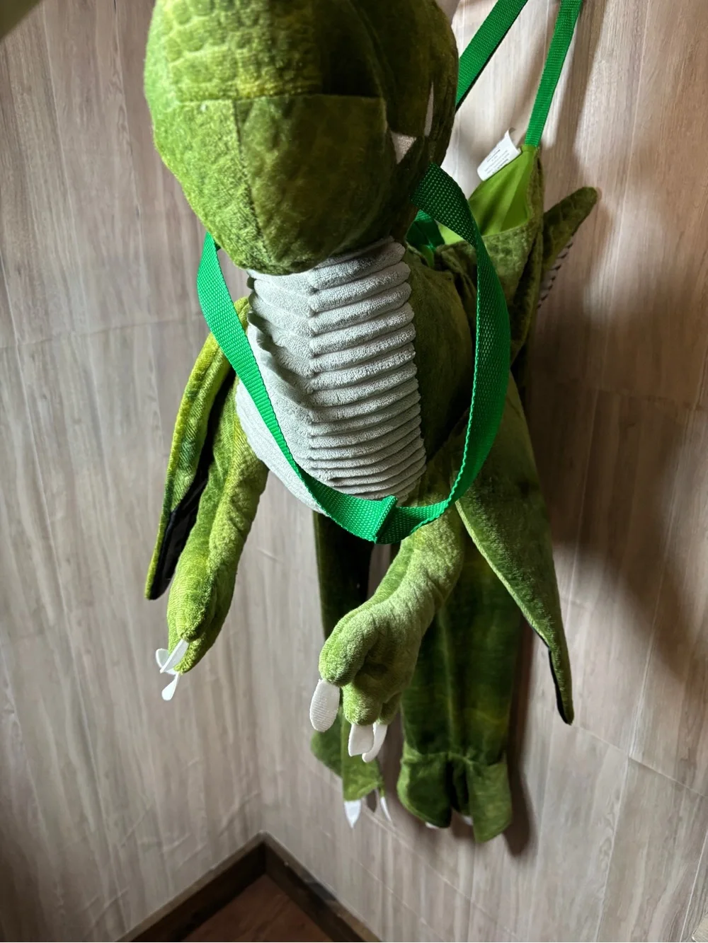 Plush Green Dinosaur Backpack Toddler 3T-4T Adjustable Soft Kids Costume